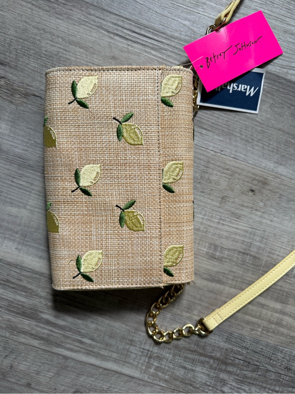 Betsey Johnson Lemon-Print Crossbody in Pale Yellow and Natural - Picture 4 of 4